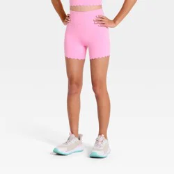 Girls' Scallop Bike Shorts - All In Motion™ Vibrant Pink L