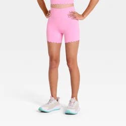 Girls' Scallop Bike Shorts - All In Motion™ Vibrant Pink XL