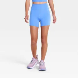 Girls' Scallop Bike Shorts - All In Motion™ Vibrant Blue XS