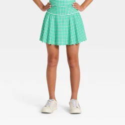 Girls' Active Scallop Skort - All In Motion™ Forest Green Gingham XS
