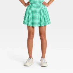 Girls' Active Scallop Skort - All In Motion™ Forest Green Gingham M