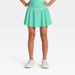 Girls' Active Scallop Skort - All In Motion™ Forest Green Gingham M
