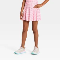 Girls' Active Scallop Skort - All In Motion™ Pink Gingham XL