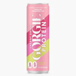 Gorgie Strawberry Pop Sparkling Protein Energy Drink - Sugar Free, 8g Protein - 12 fl oz Can