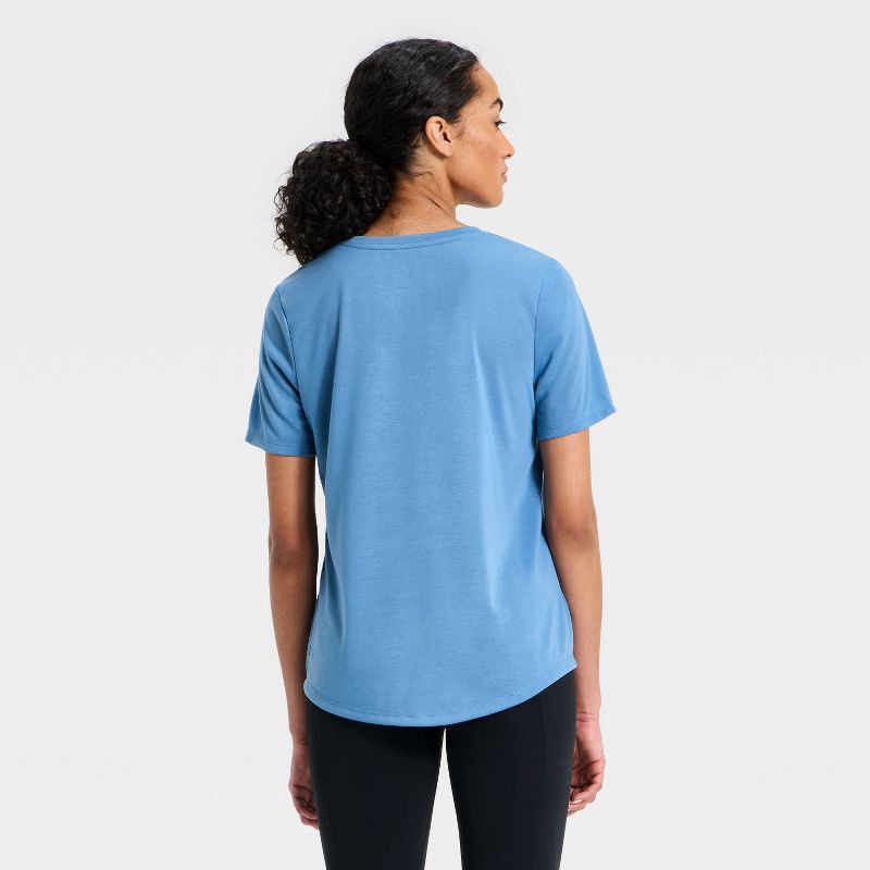 slide 2 of 5, All In Motion Women's Beyond Ease Crewneck Legging Friendly Short Sleeve T-Shirt - Blue XL, 1 ct