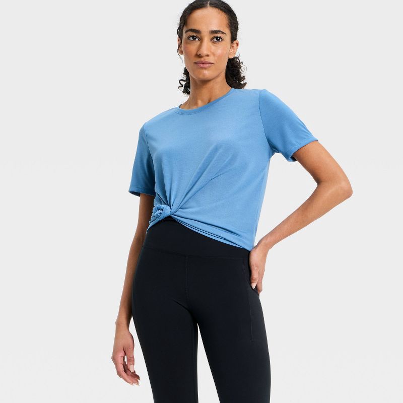 slide 3 of 5, All In Motion Women's Beyond Ease Crewneck Legging Friendly Short Sleeve T-Shirt - Blue XL, 1 ct