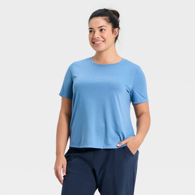 slide 4 of 5, All In Motion Women's Beyond Ease Crewneck Legging Friendly Short Sleeve T-Shirt - Blue XL, 1 ct