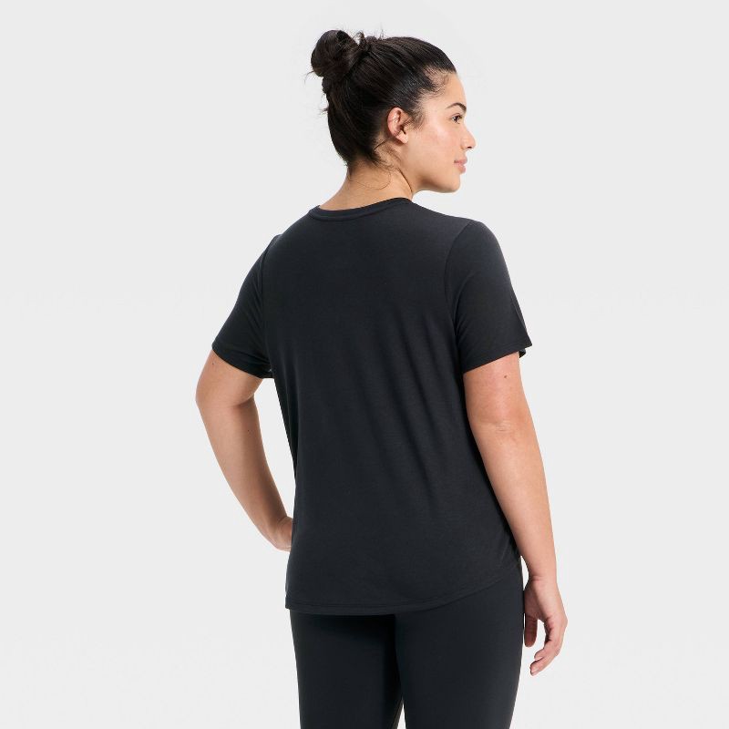 slide 2 of 5, Women's Beyond Ease Crewneck Legging Friendly Short Sleeve T-Shirt - All In Motion™ Black S, 1 ct