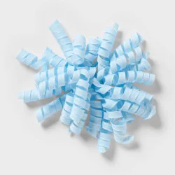 7" Fabric Curly Gift Bow Light Blue/White - Spritz™