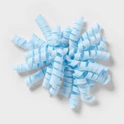 7" Fabric Curly Gift Bow Light Blue/White - Spritz™