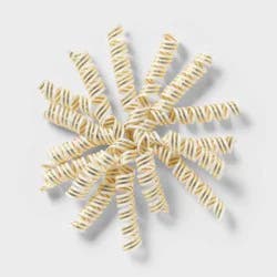 5" Fabric Curl Swirl Gift Bow Gold/White - Spritz™