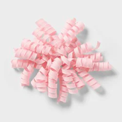 7" Fabric Stitch Curly Gift Bow Light Pink/White - Spritz™