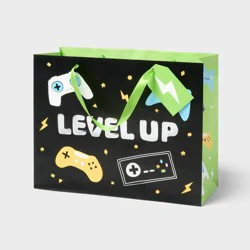 Large 'Level Up' Video Game Controllers Birthday Gift Bag Black - Spritz™