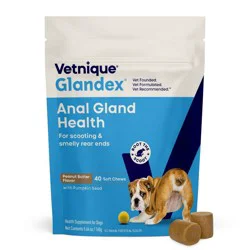 Vetnique Glandex Peanut Butter Flavor Anal Gland Soft Chews Vitamins and Supplements for Dogs - 5.64oz/40ct