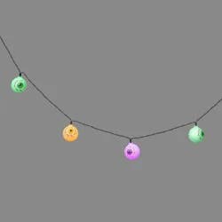 20ct Battery Operated LED Eyeball Halloween Indoor Outdoor Novelty String Lights with Timer White - Hyde and EEK! Boutique™