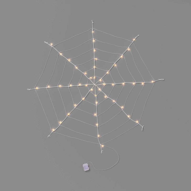 slide 1 of 4, 5' 50ct Battery Operated Color Changing Web LED Novelty Sculpture Lights Orange/Purple - Hyde and EEK! Boutique™: Halloween, 50 ct