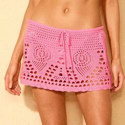 Women's Crochet Mini Skirt Swim Cover Up - Wild Fable™ Pink XL