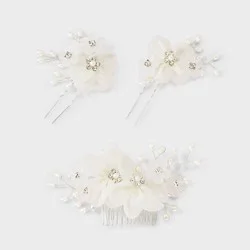 Flower Hair Pins 3pc - A New Day™ Ivory