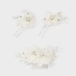 Flower Hair Pins 3pc - A New Day™ Ivory