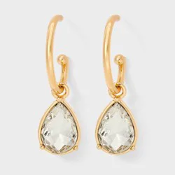 Hanging Stone Hoop Earrings - A New Day™ Gold/Clear