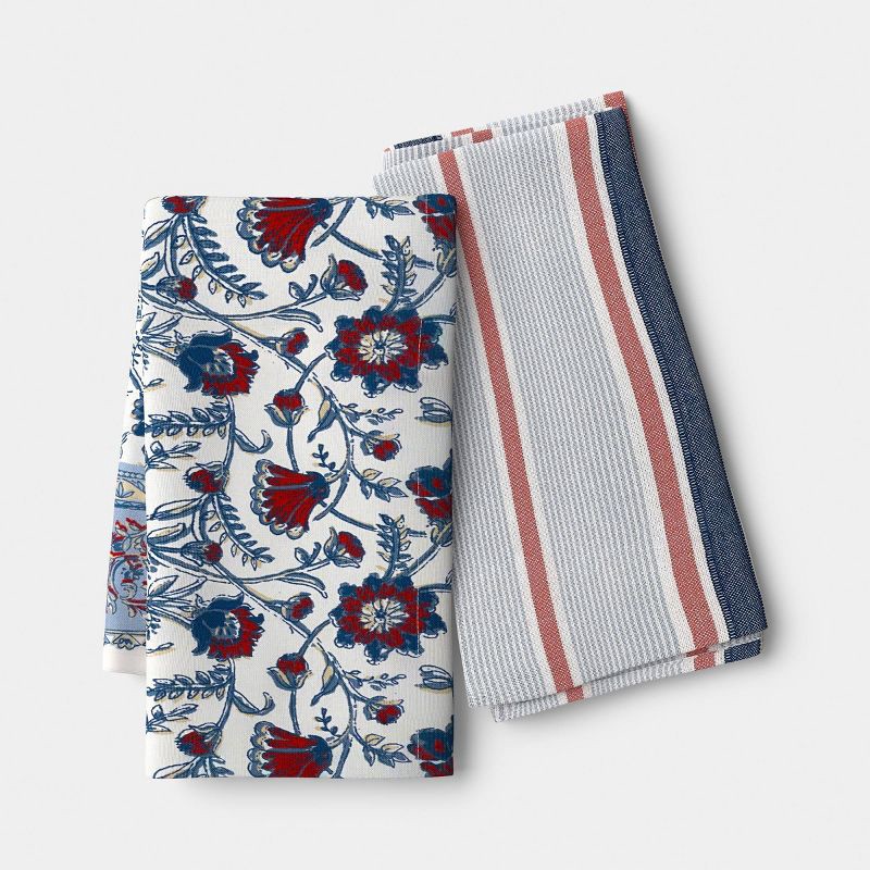 slide 1 of 4, 2pk Floral Kitchen Towels - Threshold™, 2 ct