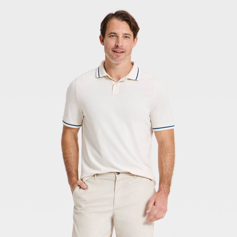 slide 1 of 3, Men's Every Wear Polo Shirt - Goodfellow & Co™ Cream L, 1 ct