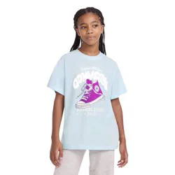 Converse® Girls' Short Sleeve Front and Back Graphic T-Shirt - Light Blue XL