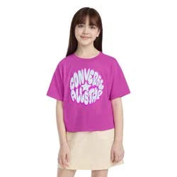 Converse® Girls' Short Sleeve Boxy Fit Graphic T-Shirt - Purple M