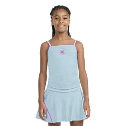 Converse® Girls' Picot Trim Ribbed Tank Top - Light Blue S