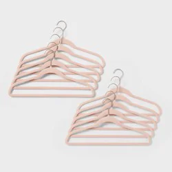 10pk Flocked Hangers Blush - Brightroom™