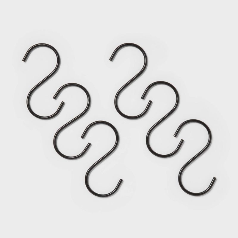 slide 1 of 3, 6pk Metal S Hook Pant Hanger Black - Brightroom™, 6 ct