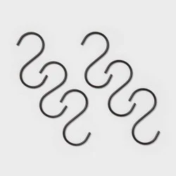 6pk Metal S Hook Pant Hanger Black - Brightroom™
