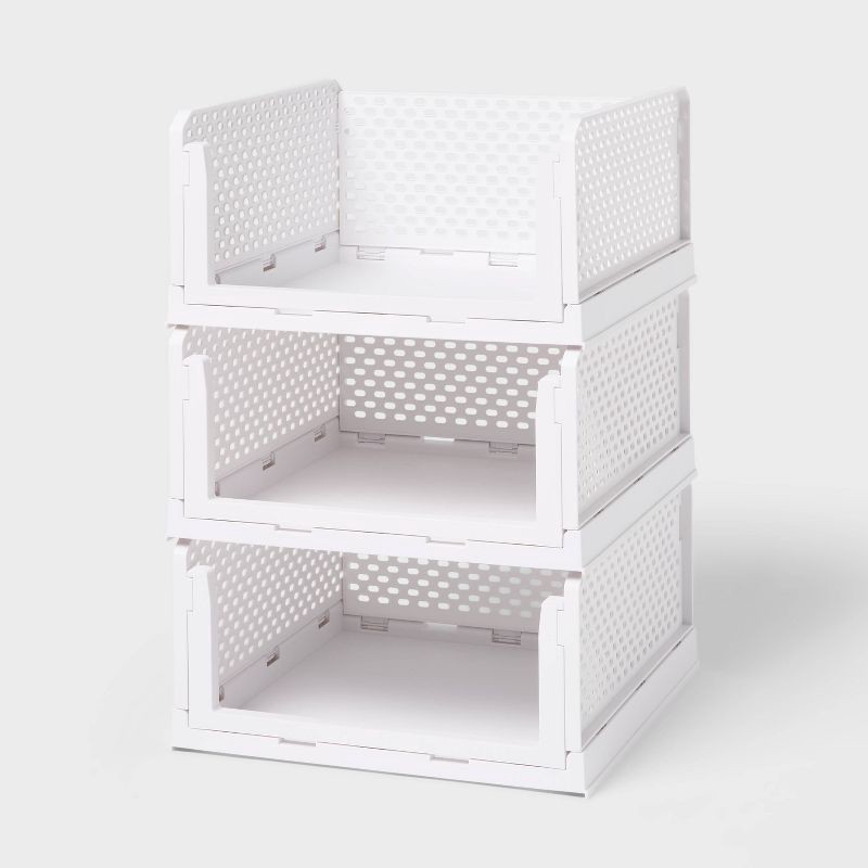 slide 1 of 3, 3pk Stackable Closet Storage Bins - Brightroom™, 3 ct