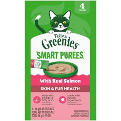 Greenies Skin and Coat Salmon Flavor Puree Cat Treats - 2oz/4ct