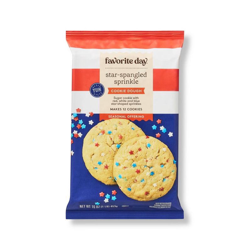 slide 1 of 4, Star-Spangled Sprinkle Cookie Dough- 16oz/12ct - Favorite Day™, 12 ct; 16 oz