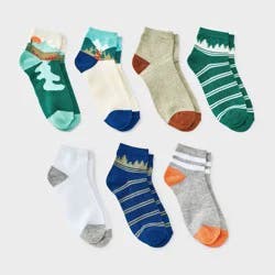 Boys' 7pk Outdoor Ankle Socks - Cat & Jack™ M