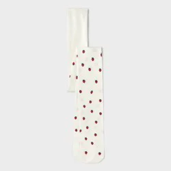 Girls' Cotton Strawberry Printed Fashion Tights - Cat & Jack™ Ivory L