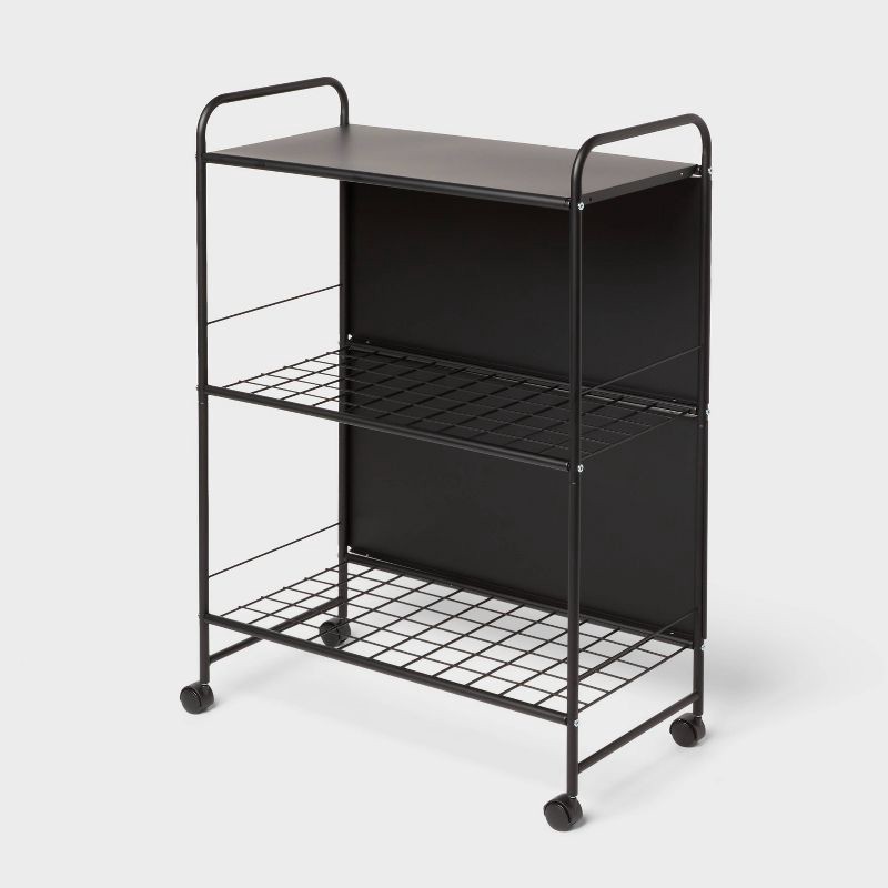 slide 1 of 4, 2 Tier Metal Hideaway Cart Black - Brightroom™, 1 ct