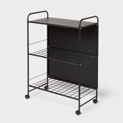 2 Tier Metal Hideaway Cart Black - Brightroom™