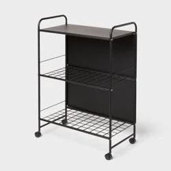 2 Tier Metal Hideaway Cart Black - Brightroom™