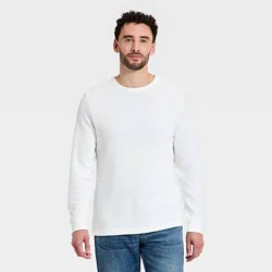 Men's Vintage Long Sleeve Texture Crewneck Shirt - Goodfellow & Co™ Cream XXL