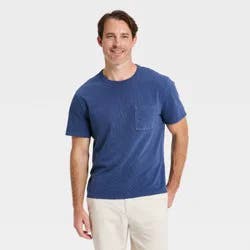 Men's Vintage Short Sleeve Pocket T-Shirt - Goodfellow & Co™ Navy Blue S