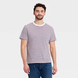 Men's Short Sleeve Every Wear Plus Crewneck T-Shirt - Goodfellow & Co™ White Striped XXL