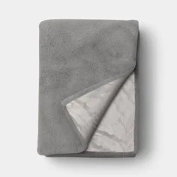 Faux Rabbit Fur Throw Blanket Light Gray - Threshold™