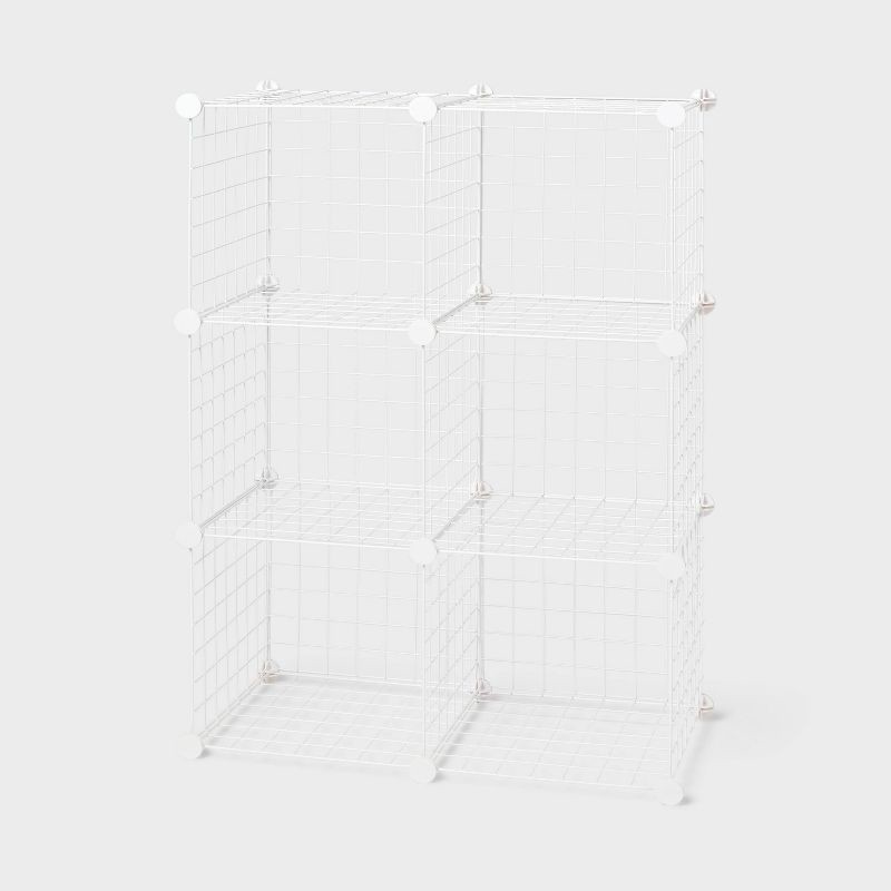 slide 1 of 3, 11" 6 Cube Metal Grid Storage White - Brightroom™, 1 ct