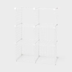 11" 6 Cube Metal Grid Storage White - Brightroom™