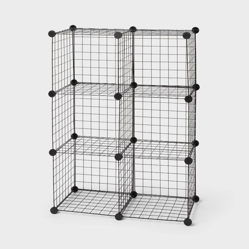 slide 1 of 3, 11" 6 Cube Metal Grid Storage Black - Brightroom™, 1 ct