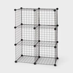 11" 6 Cube Metal Grid Storage Black - Brightroom™