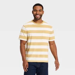 Men's Vintage Short Sleeve Pocket T-Shirt - Goodfellow & Co™ Tan Striped M