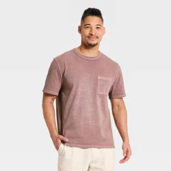 Men's Vintage Short Sleeve Pocket T-Shirt - Goodfellow & Co™ Brown Rose S